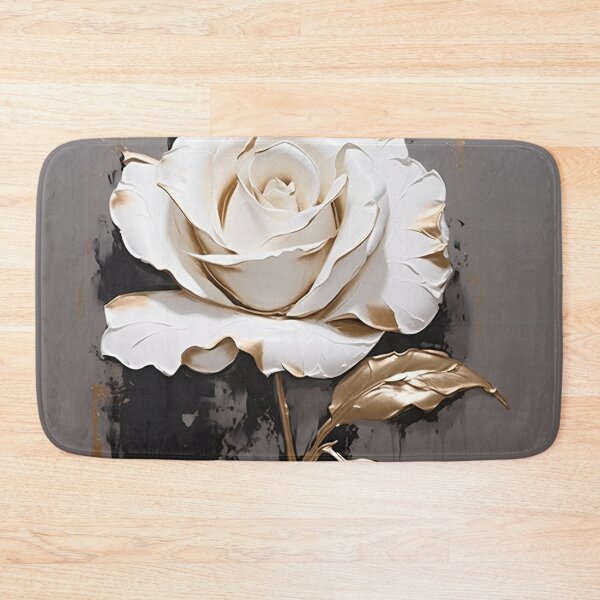 Item preview, white rose with gold leaf painting designed and sold by dcrc.