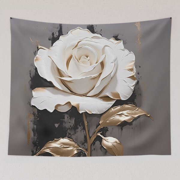 Item preview, white rose with gold leaf painting designed and sold by dcrc.