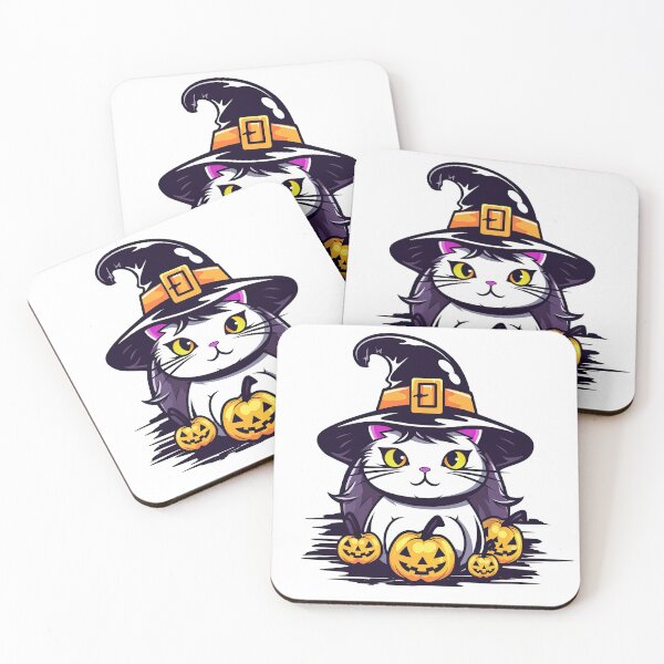 Item preview, Chubby Cat Wearing Witch Hat with Pumpkins designed and sold by eyestetix.