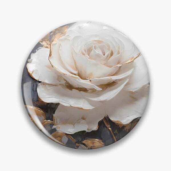 Item preview, white rose with gold leaf painting designed and sold by dcrc.