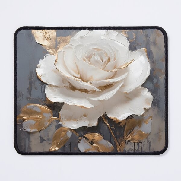 Item preview, white rose with gold leaf painting designed and sold by dcrc.