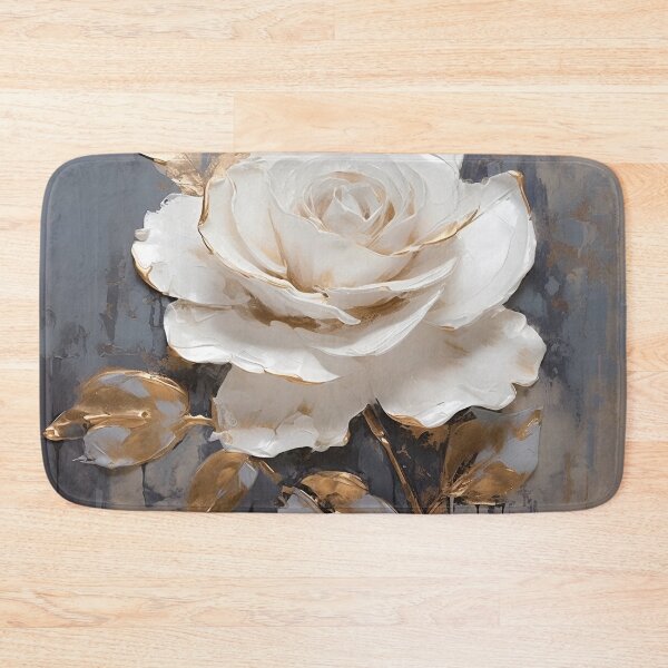 Item preview, white rose with gold leaf painting designed and sold by dcrc.