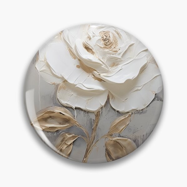 Item preview, white rose with gold leaf painting designed and sold by dcrc.