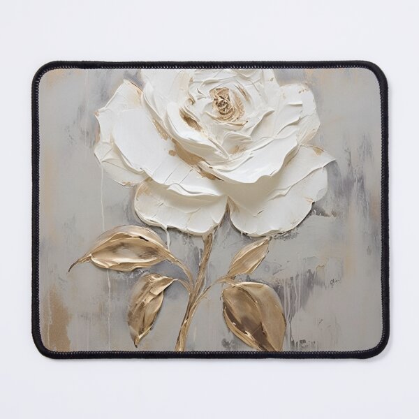 Item preview, white rose with gold leaf painting designed and sold by dcrc.