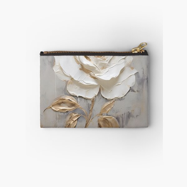 Item preview, white rose with gold leaf painting designed and sold by dcrc.