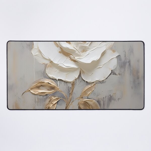 Item preview, white rose with gold leaf painting designed and sold by dcrc.