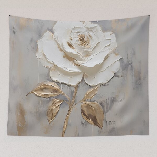 Item preview, white rose with gold leaf painting designed and sold by dcrc.