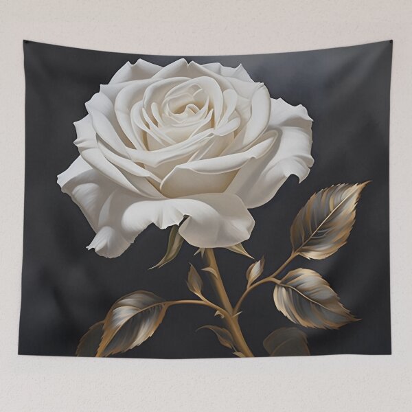 Item preview, White rose with gold leaf painting designed and sold by dcrc.