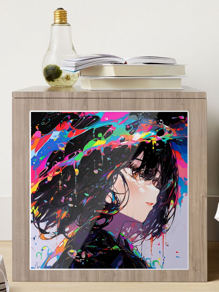 Cool Angry Rainbow Paint Splatter Anime Girl Sticker for Sale by  bubblegoth