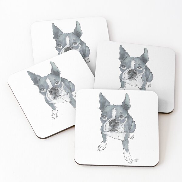 Item preview, Boston Bull Dog Puppy - hand drawn and colored by Karen Little designed and sold by Littleviews.