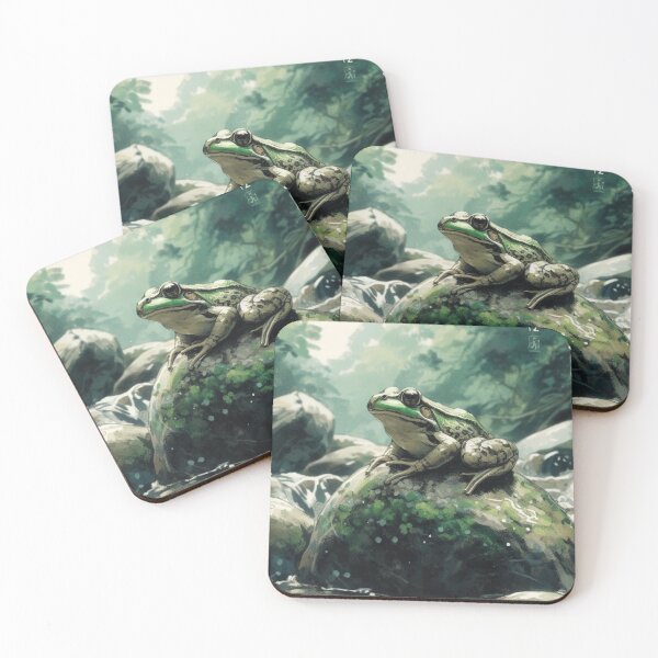Item preview, A frog waiting on a rock designed and sold by TheKarasuStore.