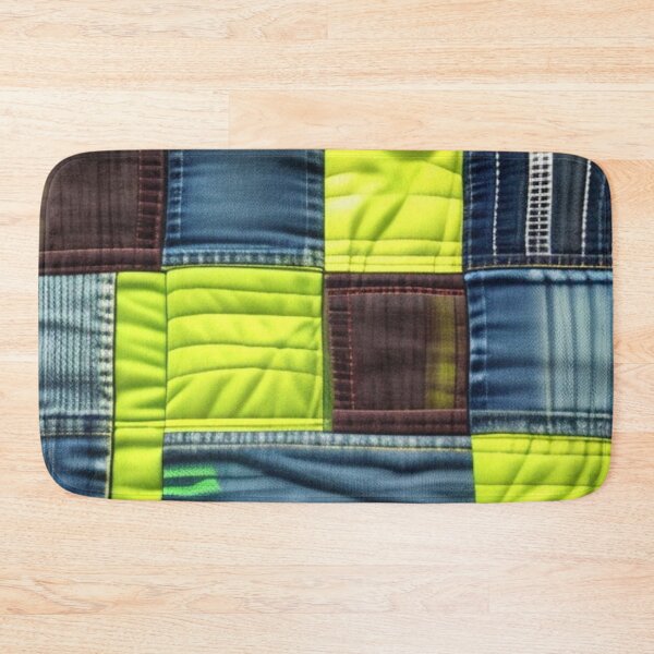 Item preview, Lime green and denim Patchwork  designed and sold by Roxburylane.