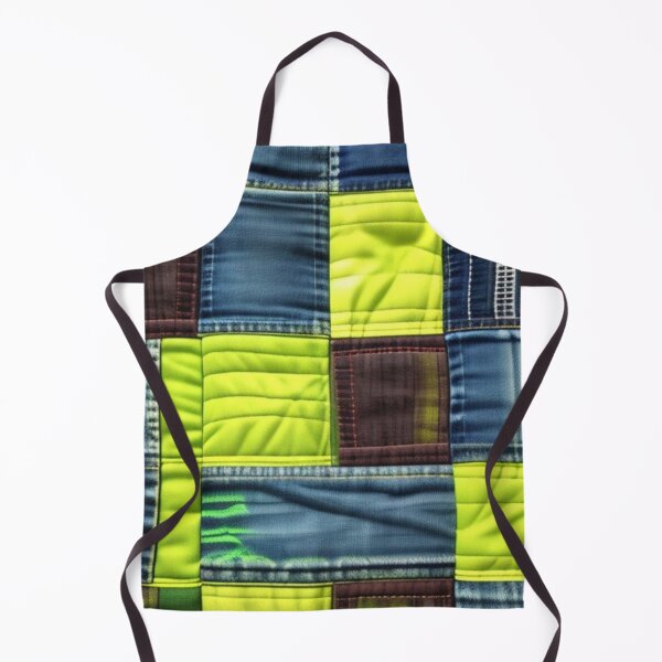 Aperçu de l'œuvre Patchwork vert anis et denim créée et vendue par Roxburylane.