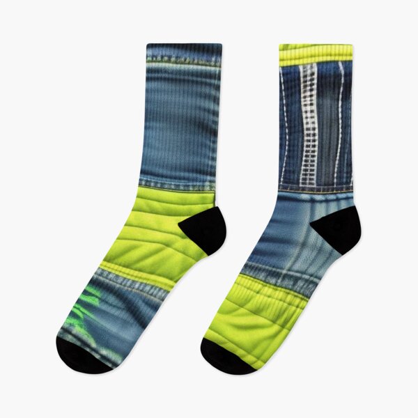 Item preview, Lime green and denim Patchwork  designed and sold by Roxburylane.