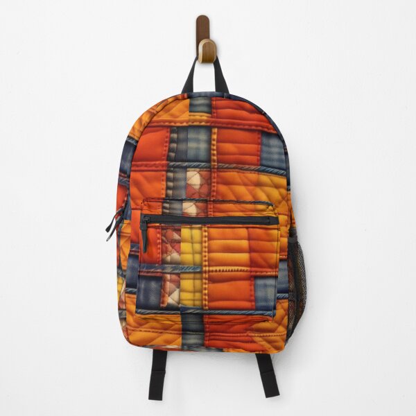Item preview, Orange and denim Patchwork quilt  designed and sold by Roxburylane.