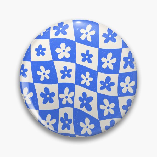 Item preview, Retro Blue Daisy Checkered Pattern designed and sold by Haley Schulz.