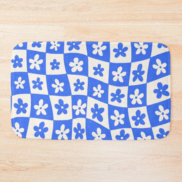 Item preview, Retro Blue Daisy Checkered Pattern designed and sold by Haley Schulz.