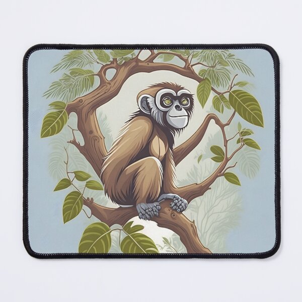 Item preview, "Enchanting Gibbon in the Heart of the Forestscape: A Vector Art Masterpiece" designed and sold by Best-Art-32.