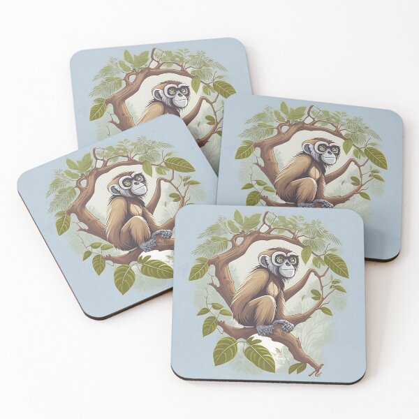 Item preview, "Enchanting Gibbon in the Heart of the Forestscape: A Vector Art Masterpiece" designed and sold by Best-Art-32.