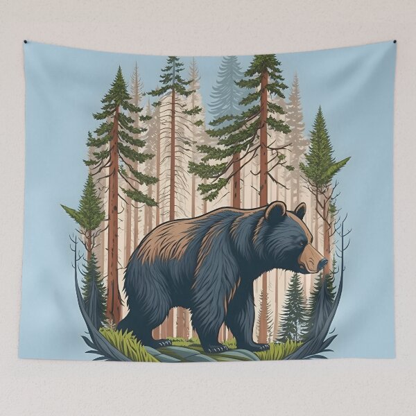 Item preview, "Bear's Domain: A Majestic Forestscape in Vector Art." designed and sold by Best-Art-32.