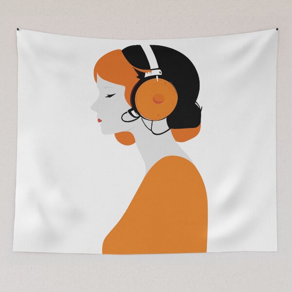 Item preview, minimalist woman wearing headphone designed and sold by minimalizy.