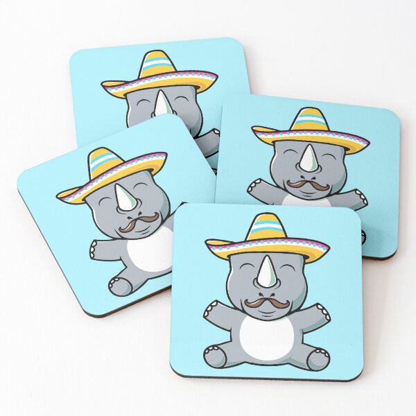 Item preview, Cute rhino with mexican hat cartoon illustration designed and sold by cubbone.