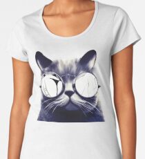 Vintage Cat Wearing Glasses Women's Premium T-Shirt