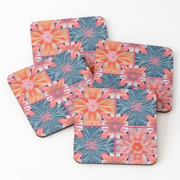 Item preview, Pink, orange,  cyan,  Patchwork flowers  designed and sold by Roxburylane.