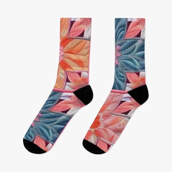 Item preview, Pink, orange,  cyan,  Patchwork flowers  designed and sold by Roxburylane.