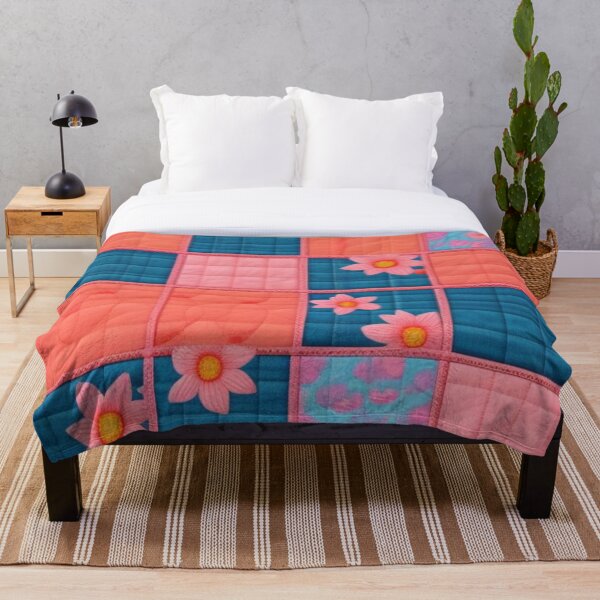 Item preview, Denim pink salmon floral Patchwork  designed and sold by Roxburylane.