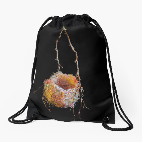 Northern Oriole Nest Sculpture - 'With What is Left' Drawstring Bag