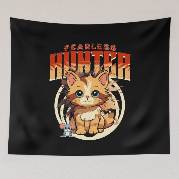 Item preview, FEARLESS KITTY HUNTER Funny Cat and Kitty Design designed and sold by ej-sulu.