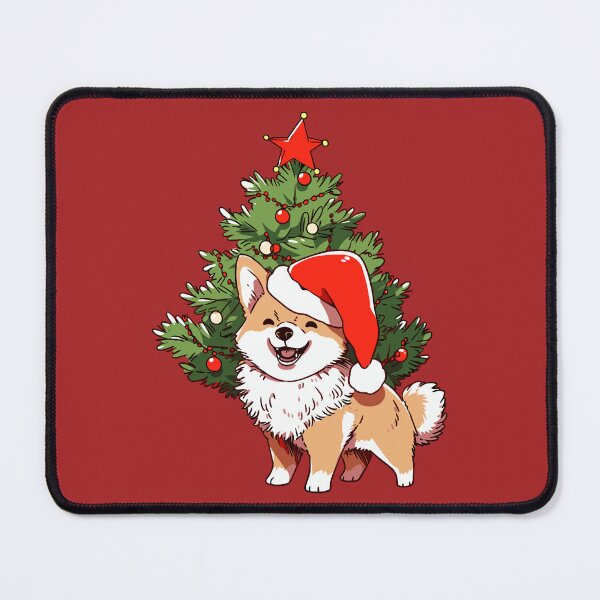 Item preview, Cute Dog wearing Santa hat and Christmas tree designed and sold by Niktarka.