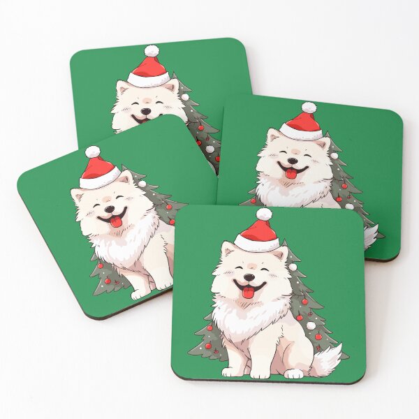 Item preview, Cute Dog wearing Santa hat and Christmas tree designed and sold by Niktarka.