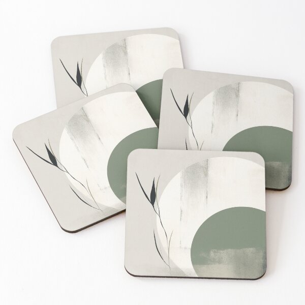 Item preview, Japandi sage green abstract art designed and sold by filigreedigital.