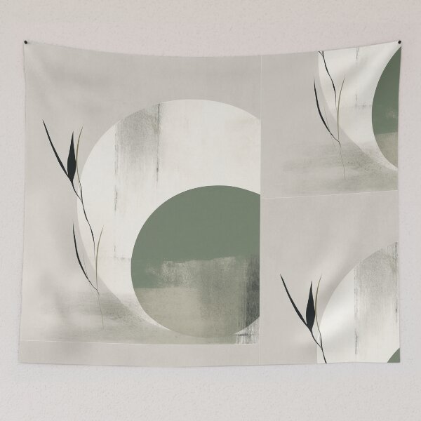Item preview, Japandi sage green abstract art designed and sold by filigreedigital.