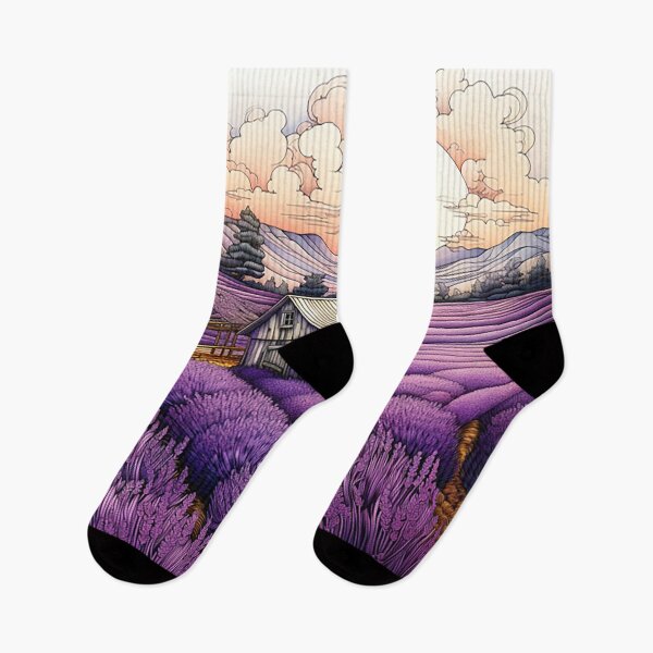 Item preview, Rustic Elegance: Lavender Fields & Barn Illustration in Intricate Pen Style designed and sold by PaintbrushPlace.
