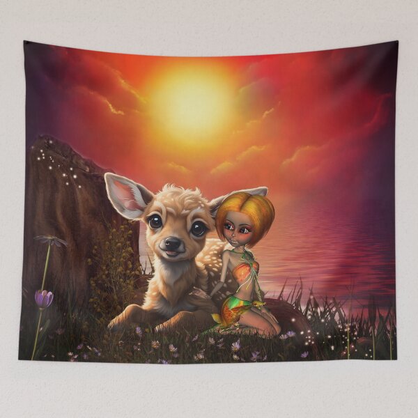 Item preview, Little fairy and the cute fawn.  designed and sold by nicky2342.