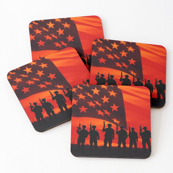 Item preview, STK109887M-American soldiers in the countryside with American Flag. designed and sold by StocktrekImages.
