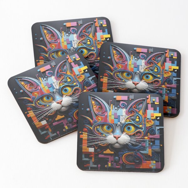 Item preview, Colorful Cat Digital Art designed and sold by inkArtistryfine.