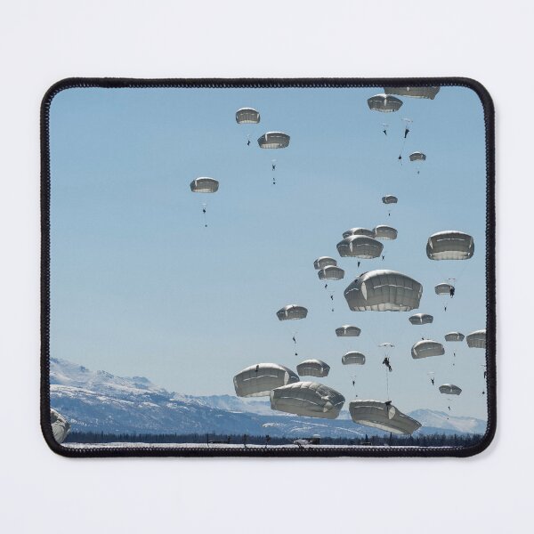Item preview, STK109884M-U.S. Army paratroopers descend over Malamute Drop Zone, Alaska. designed and sold by StocktrekImages.