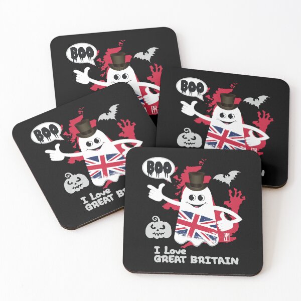 Item preview, BOO GHOST with the English flag "I love Great Britain" - cute Halloween designed and sold by ArtProjectShop.