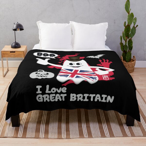 Item preview, BOO GHOST with the English flag "I love Great Britain" - cute Halloween designed and sold by ArtProjectShop.