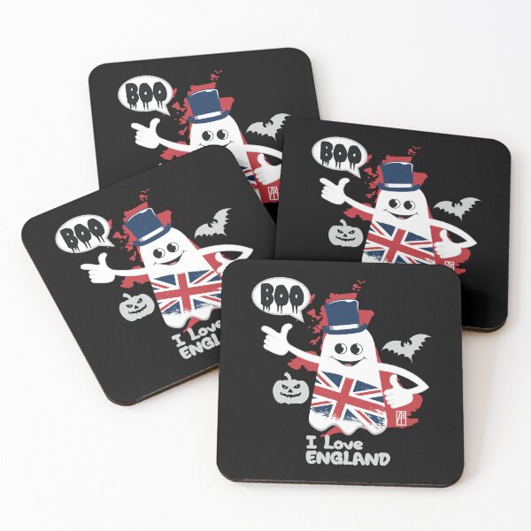 Item preview, BOO GHOST with the English flag "I love England" - cute Halloween designed and sold by ArtProjectShop.