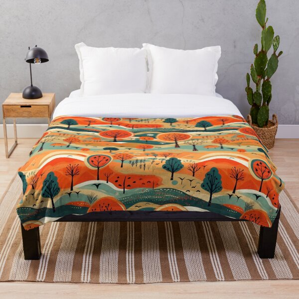 Item preview, Retro Autumnal Meadow Sunset Hills designed and sold by FoxTreeDesign.