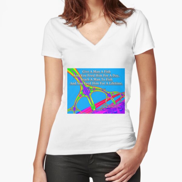 Give A Man A Fish Fitted V-Neck T-Shirt