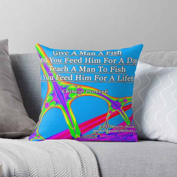Give A Man A Fish Throw Pillow