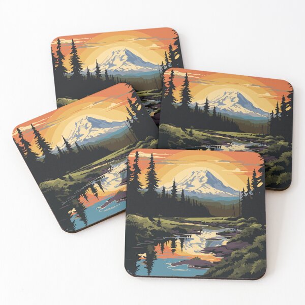 Item preview, Mt Rainier Inspired Retro Sunset designed and sold by Tara Neal.