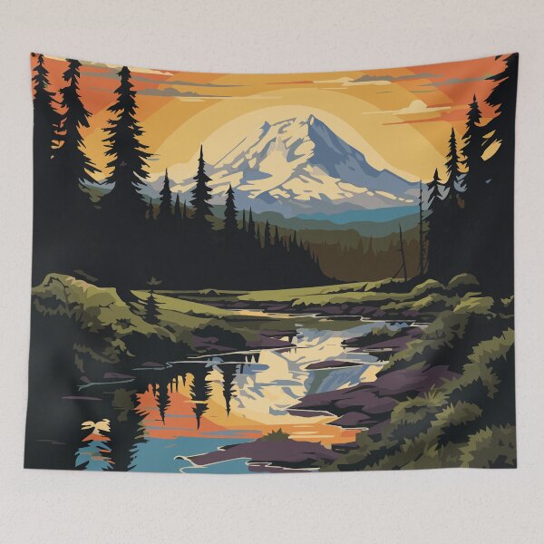Item preview, Mt Rainier Inspired Retro Sunset designed and sold by Tara Neal.