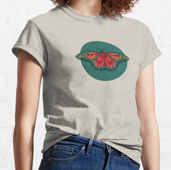 Item preview, Butterfly in Jewel Colors on Teal Linen designed and sold by Perrin Le Feuvre.
